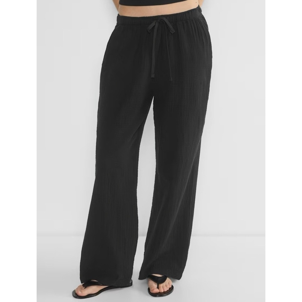 Aritzia Wide Leg Drawstring Pants in Black